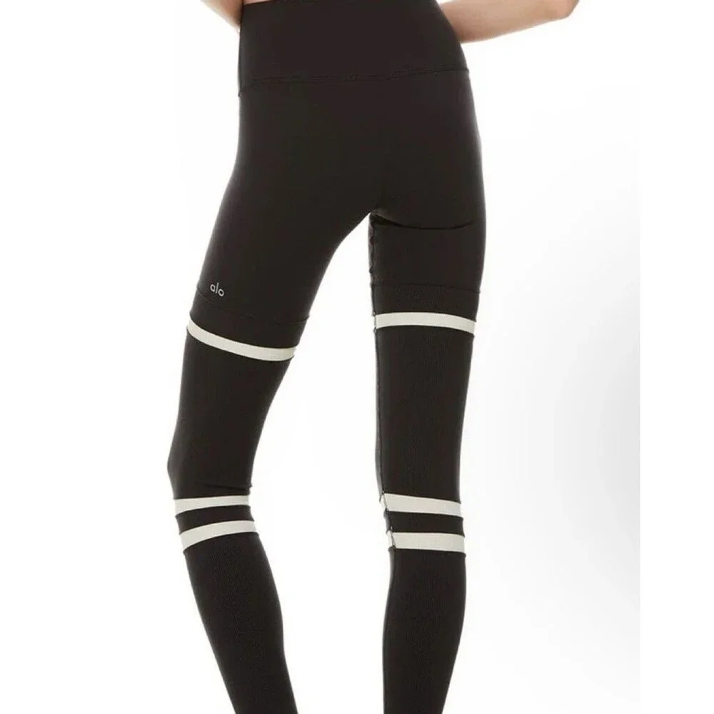 SET Alo Yoga Striped & Pale Blue Leggings Set Size XS